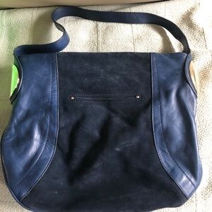 B Makowsky Suede & Leather Navy Purse